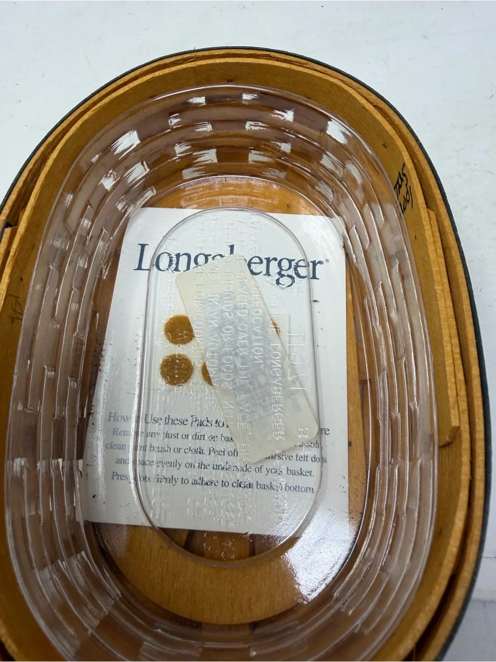Longaberger 2001 Collectors Club Harmony Basket No 5 Lid Protector